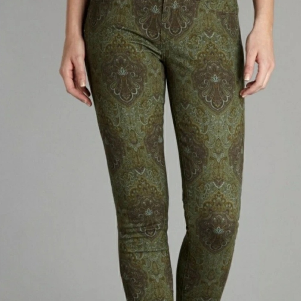 PAIGE Olive Paisley Verdugo Ultra Skinny Denim Pants Size 26